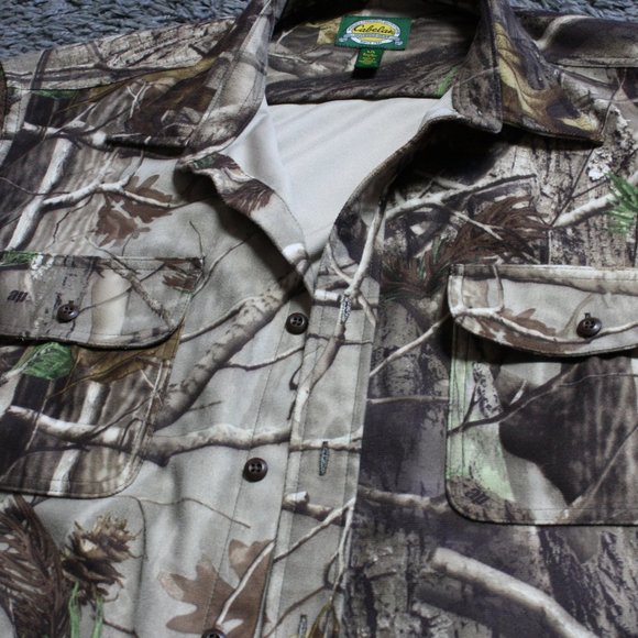 Cabelas Shirt Long Sleeve Mens Large Camo Button Down Hunting Outdoors Flannel - Picture 3 of 6